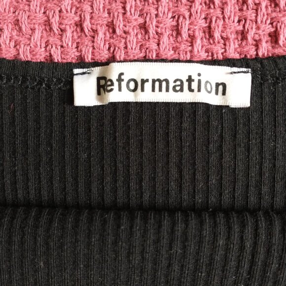 Reformation Jeanette Ribbed Knit Cami Mini Dress in Black - Picture 9 of 13